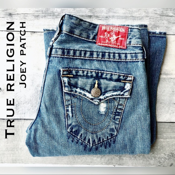 True Religion Joey Patch destroyed denim 26 X 33 - Picture 2 of 3